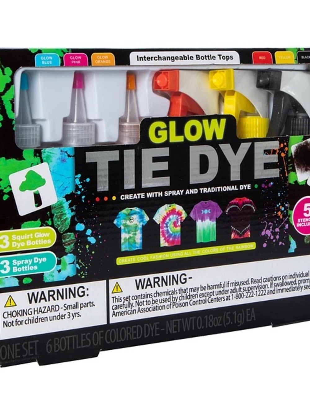 Glow Tie Dye Kit - Multicolor Interchangeable Bottles